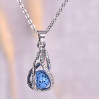 Pierre de lave aromathérapie Rhodium diffuseur de lueur éléphant fraise plaqué or bijoux pendentif en acier inoxydable pour yoga