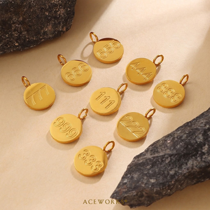 <b>Angel</b> Number <b>Charm</b> | Stainless Steel Gold Silver Lucky Number Pendant for Jewelry Making Waterproof Hypoallergenic Tarnish Free - Product Image 2