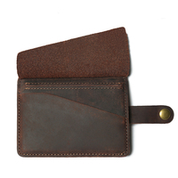 Dompet kulit sapi antik untuk pria, dompet kulit kuda gila ramping RFID bisnis Pop Up ID kredit kulit asli, tempat kartu untuk pria