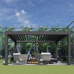 Pergola in Alluminio per Esterni, Padiglione per Terrazza 3x3 3x4 6x3, Bioclimatica Personalizzata con Persiane Impermeabili e LED - Product Image 2