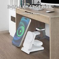 Station de charge sans fil pliable 3-en-1 portable pour montre connectée et téléphone, chargeur multifonctionnel