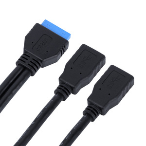 Lung Kay 20P To 2AF Female USB Adapter Cable For Hard Drive And USB 3.0 Chassis <b>Bracket</b> <b>Black</b> PVC Nickel Plating - Product Image 5