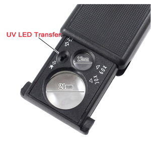 Loupe de poche pliable rétractable avec lumière LED UV 30X 60X pour l'évaluation des bijoux, des devises, des pièces de monnaie et des timbres - Product Image 3
