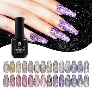 BOZLIN Nail Gel Manufacturer 15ml <span class=keywords><strong>28</strong></span> colores Super Flash Diamond Reflective Disco Nail Glitter Gel Polish - Product Image 1