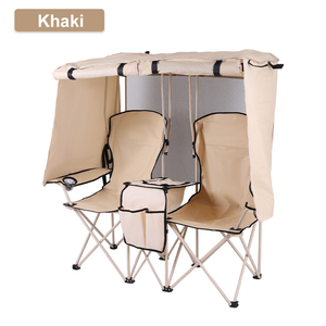 Outdoor Foldable Camping <b>Chair</b> <b>with</b> Canopy 360 Sun Protection <b>Storage</b> Bag Two-Person Fishing Beach Picnic Stainless Steel - Product Image 6