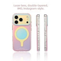 Casing Ponsel Magnetik Keras Minimalis Baru dengan Warna Laser dan Desain Color-blocking untuk iPhone 17 Pro Max, iPhone 16 PM, 15 PM dengan Tali Gantungan Ponsel
