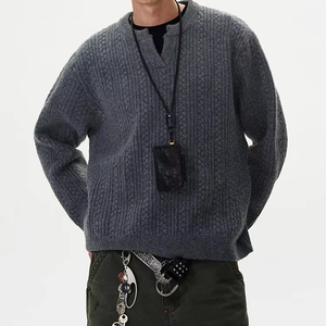 Gris Fried Dough Twists Motif <span class=keywords><strong>Pull</strong></span> Hommes Casual Hommes Hommes Tricots Chandails - Product Image 1