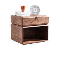 Nakas Minimalis Italia dari Kayu Solid Walnut, Kabinet Samping Tempat Tidur Putar Modern, Kabinet Penyimpanan Kamar Tidur