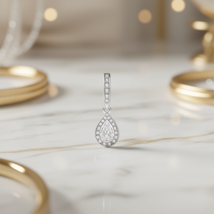 E2190 Ciondolo in Oro Bianco con Diamante Taglio a Pera Colore D Naturale Certificato GIA Gioiello Classico da Donna per Fidanzamento - Product Image 2
