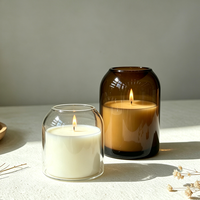 Vente en gros de petits pots à bougies en verre avec couvercle en bois, pots à bougies en verre personnalisés, pots à bougies de luxe vides
