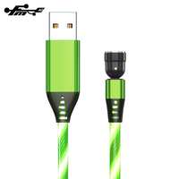 Kabel Data USB Magnetik 3 In 1, Kabel Data USB Magnetik dengan LED Mengalir dan Konektor Rotasi 540