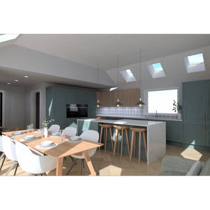 Couleur <span class=keywords><strong>pop</strong></span> moderne texture en bois contrastée laque haute brillance planche de bois stratifié armoire de cuisine - Product Image 2