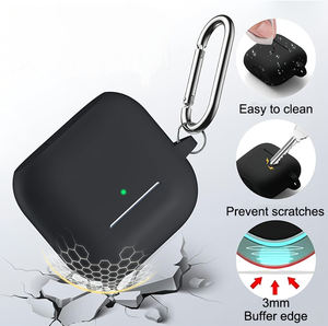 Étui pour écouteurs en silicone souple avec logo personnalisé, étanche, pour Airpods 1/2 et <span class=keywords><strong>3</strong></span> et 4 et <span class=keywords><strong>Pro</strong></span> 2, avec porte-clés - Product Image 4