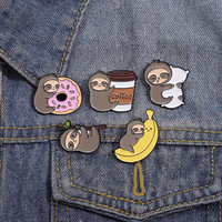 Nouvelle arrivée dessin animé mignon Animal paresseux créatif en alliage de Zinc broche en émail doux emblème en métal étiquette broche Badge