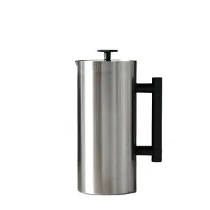 Benutzer definierte Großhandel Isolierte Metall filter Mesh Schwarz Silber Große Edelstahl Doppel wand Teekanne Kaffee maschine French Press