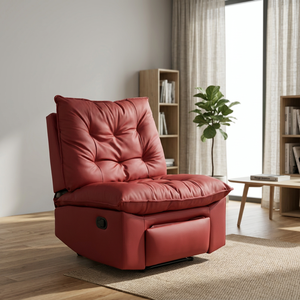 Modern PU Leather Recliner Chair Tufted Back Manual Reclining Living Room Furniture Contemporary Design Leisure Chair - Product Image 5
