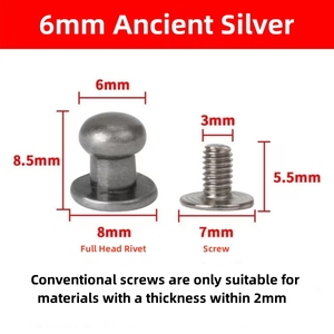7Mm Vít Lại Nút Kim Loại Nhà Sư Đầu Núm Vú Đinh Tán Cho May Mặc Vành Đai Túi Đinh Tán May Da Phụ Kiện - Product Image 3