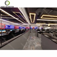 Projet clé en main de cybercafé haut de gamme avec système d'éclairage LED intelligent personnalisé et mobilier de jeu