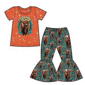 Nueva Moda Infantil para Niñas, Conjuntos con Estampado de Animales de Granja, Pantalones de Campana, Ropa de Vaca, Conjuntos de Boutique para Niñas - Product Image 4