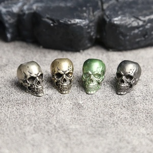 Pendentifs en laiton tête de crâne pour couteau, bracelets rétro en corde de parapluie, punk, EDC, pour activités de plein air, cordons tressés DIY, fidget spinners - Product Image 1