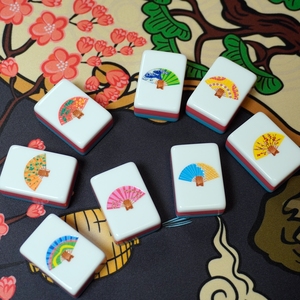 Tuiles de Mahjong américaines en acrylique style Kyoto <span class=keywords><strong>japonais</strong></span>, motif grue et éventail pliant, kit de jeu de Mahjong pour les amateurs de Mahjong - Product Image 1