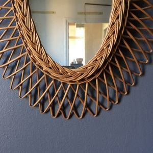 Top New Design Bamboo Rattan Wall Salon <b>Mirror</b> <b>Small</b> Round <b>Mirror</b> Customize Size Color Living Room Furniture - Product Image 4