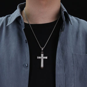 Pendentif Croix en Or Crucifix <span class=keywords><strong>Jésus</strong></span> Croix Pendentifs Collier <span class=keywords><strong>Noir</strong></span> Argent Acier Inoxydable Haute Qualité pour Colliers de Charme pour Hommes - Product Image 4