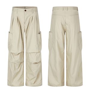 Pantalon <span class=keywords><strong>cargo</strong></span> ample <span class=keywords><strong>beige</strong></span> de style américain pour <span class=keywords><strong>homme</strong></span> 11KN - Coupe décontractée streetwear plissée de haute qualité - Product Image 3
