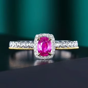 แหวนแต่งงานวินเทจประดับทับทิมแท้จาก SGARIT Wholesale Jewelry ทองคำขาว 18K น้ำหนัก 0.48 กะรัต ทับทิมธรรมชาติไม่ผ่านการอบอุ่น สำหรับผู้หญิง - Product Image 1
