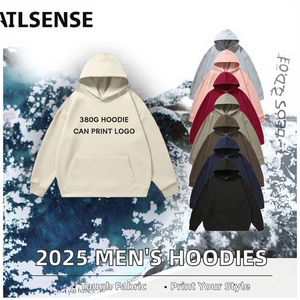2025 hommes de haute qualité polaire coton impression personnalisée brodé blanc graphique pull unisexe surdimensionné sweats à capuche couleurs personnalisées - Product Image 2
