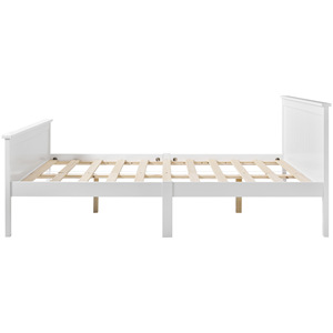 Modern Minimalist <b>Wooden</b> <b>Bed</b> Frame Pine Double <b>Bed</b> Storage Headboard <b>White</b> Finish - Product Image 3