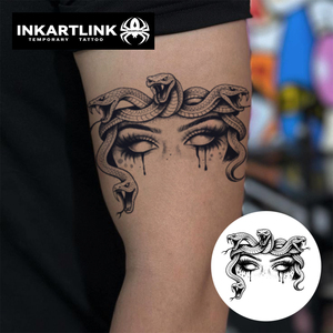 INKARTLINK - Tatuaje Temporal Personalizado de Ojos de Serpiente <span class=keywords><strong>Medusa</strong></span>, Resistente al Agua, de Larga Duración (1-2 Semanas), Tinta Jagua - Product Image 2