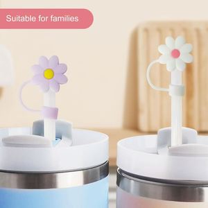Food Grade Flower Pattern Cartoon <b>Reusable</b> Proof Dust Cover Cap Custom Designer Silicone Christmas <b>Straw</b> Cover Topper Charms - Product Image 3