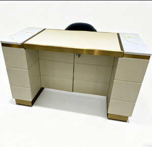 Mostrador de Exhibición de Joyería de Lujo en <span class=keywords><strong>Crema</strong></span> Dorada, Mostrador de Consulta de Gemas de Alta Gama Personalizado - Product Image 3