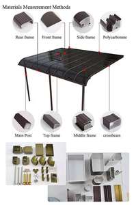 Patio bóng râm nhôm cửa sổ mái hiên tùy chỉnh mái hiên kính hiện đại tán nhôm cửa mái hiên không thấm nước tán - Product Image 5