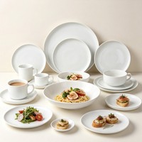 Service de table en porcelaine blanche de style européen, design moderne et élégant, finition mate, avec logo personnalisé, kit de tasses portables
