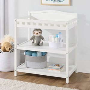 Table à <span class=keywords><strong>langer</strong></span> en bois <span class=keywords><strong>blanc</strong></span> pour bébé avec étagères pour le stockage de la pépinière Essentiel pour les couches Soins des bébés Autres meubles pour enfants - Product Image 4