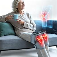 Masseur électrique intelligent pour les genoux avec chaleur et vibrations - Appareil sans fil rechargeable pour soulager les douleurs aux jambes, pour l'arthrite et la récupération sportive
