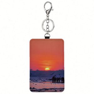 Custom Sublimation Blank Pu Leather Credit Card Holder Keychain Sublimation Card Holder Wallet Case Card Pouch for Women and Men - Product Image 3