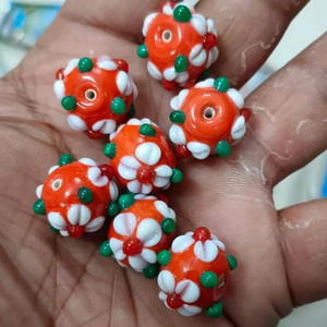 Loose <b>Crystal</b> Lampwork Glass <b>Beads</b> <b>for</b> <b>Jewelry</b> <b>Making</b> Charm Silver Cotted Glass <b>Beads</b> Handmade Round Shapes & Colors - Product Image 1