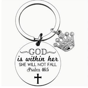 Accesorios Inspiradores para Mujer, con Llavero <span class=keywords><strong>de</strong></span> Corona, Colgante <span class=keywords><strong>de</strong></span> Acero Inoxidable, <span class=keywords><strong>Dios</strong></span> Contigo, Dijes para Bolsos con Llavero, Gran Venta - Product Image 1