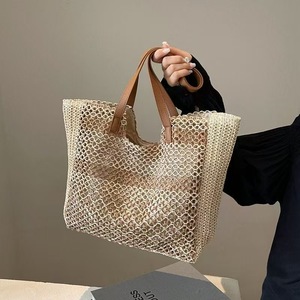 Sac à bandoulière d'été grande capacité en paille tressée avec doublure en polyester et fermeture éclair, fabrication OEM en gros, Peige Chine - Product Image 6