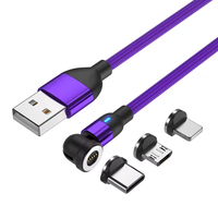 Nouveauté 540 degrés câble de charge Micro USB chargeur magnétique 360 chargeur 3A LED câble de lumière pour accessoires de téléphone