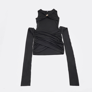 Robe mini moulante sexy à col halter froncé, taille empire, unie, sans manches, pour femme, idéale pour les soirées, les clubs et les sorties nocturnes, coupe ajustée - Product Image 2