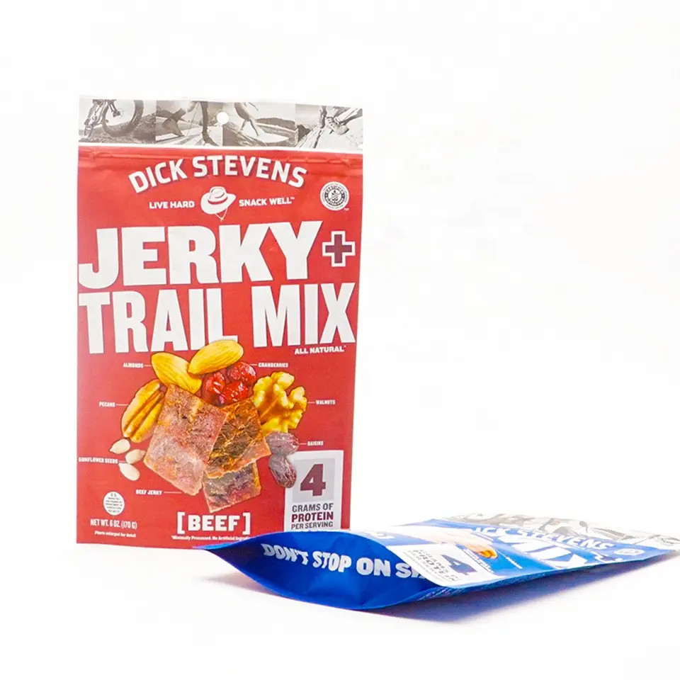 Mylar Zip Lock Snack Zakje Doypack Dry Beef Jerky Food Grade Aluminium Biltong Verpakking Droog Voedsel Verpakking