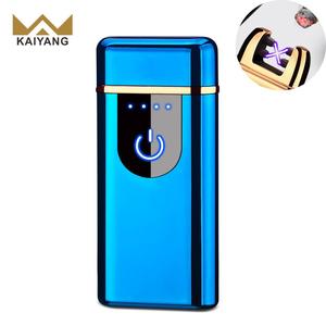 Bật Lửa Màu Vàng Kim Loại Điện Không Cháy Tùy Chỉnh Bật Lửa Sạc USB Hình Cung <span class=keywords><strong>X</strong></span> Tia Kép Có Logo - Product Image 3