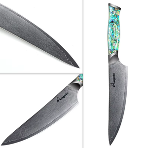 Ensemble de couteaux de chef en acier Damas de qualité supérieure avec manche ergonomique en résine de nacre écologique, ambidextre, finition hautement polie - Product Image 3
