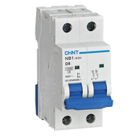 Disjoncteur Chint NB1-63H IEC/EN 60898-1, tension nominale 230/400V, capacité de coupure 10kA, types B/C/D, montage sur rail, usage industriel