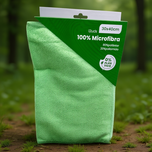 Panno in Microfibra Verde 30x40cm 12 Pezzi Multiuso - Product Image 3