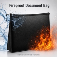 Sac de rangement ignifuge extensible, pochette étanche en fibre de verre enduite de silicone, avec fermeture éclair et mousqueton pour documents et objets de valeur